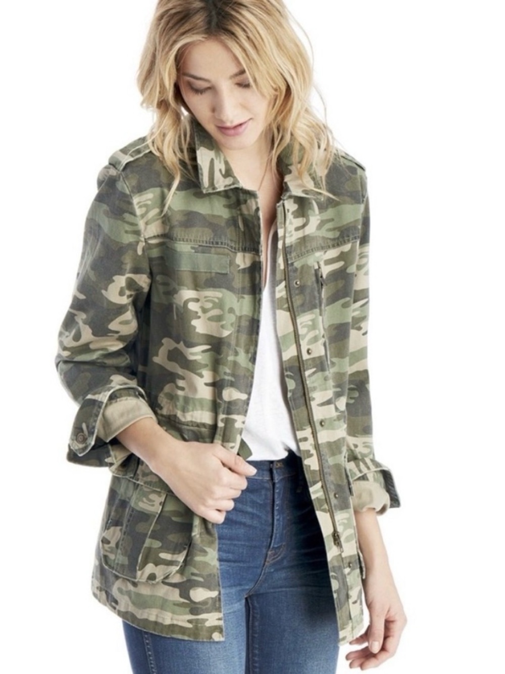Sanctuary Olive Camo Utility Jacket